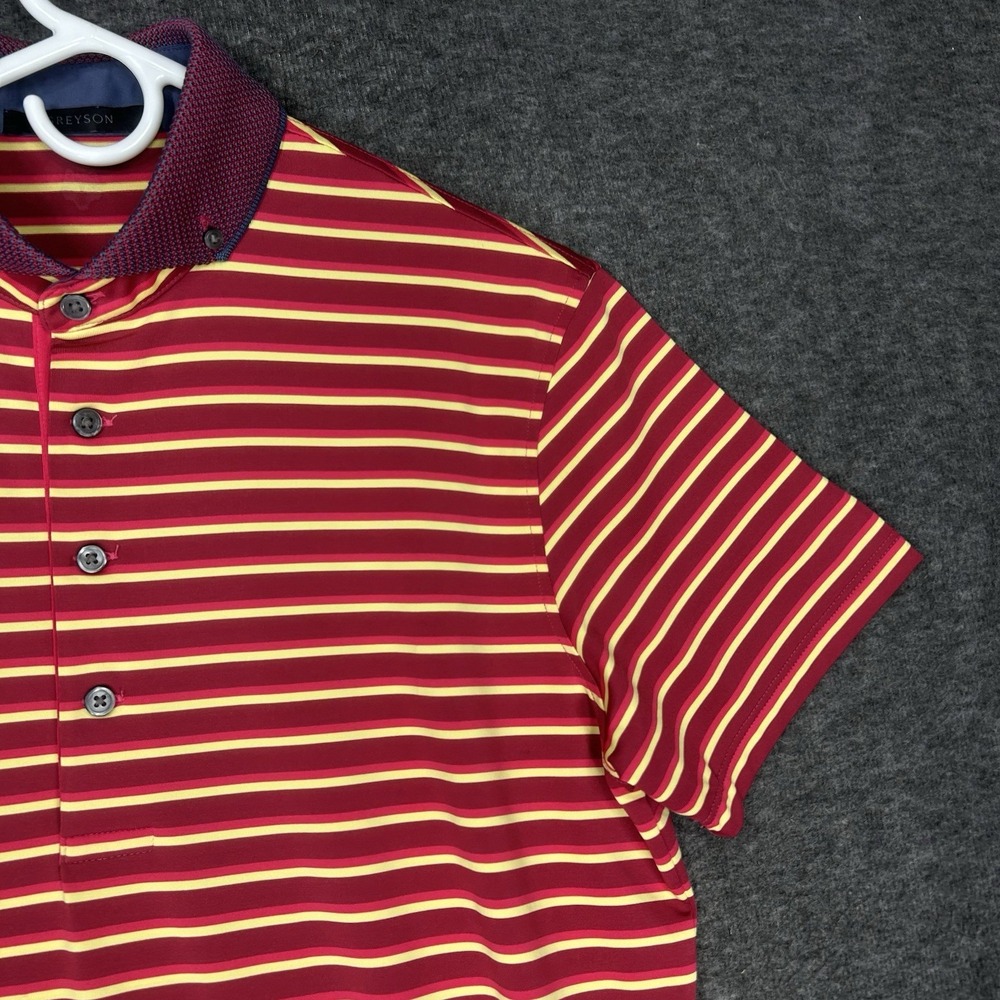 Greyson‎ Polo Shirt Mens S Red Wasaga Sugarcane Stripe Performance Golf - Picture 3 of 11